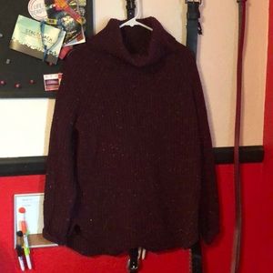 Burgundy heavy knit turtleneck sweater